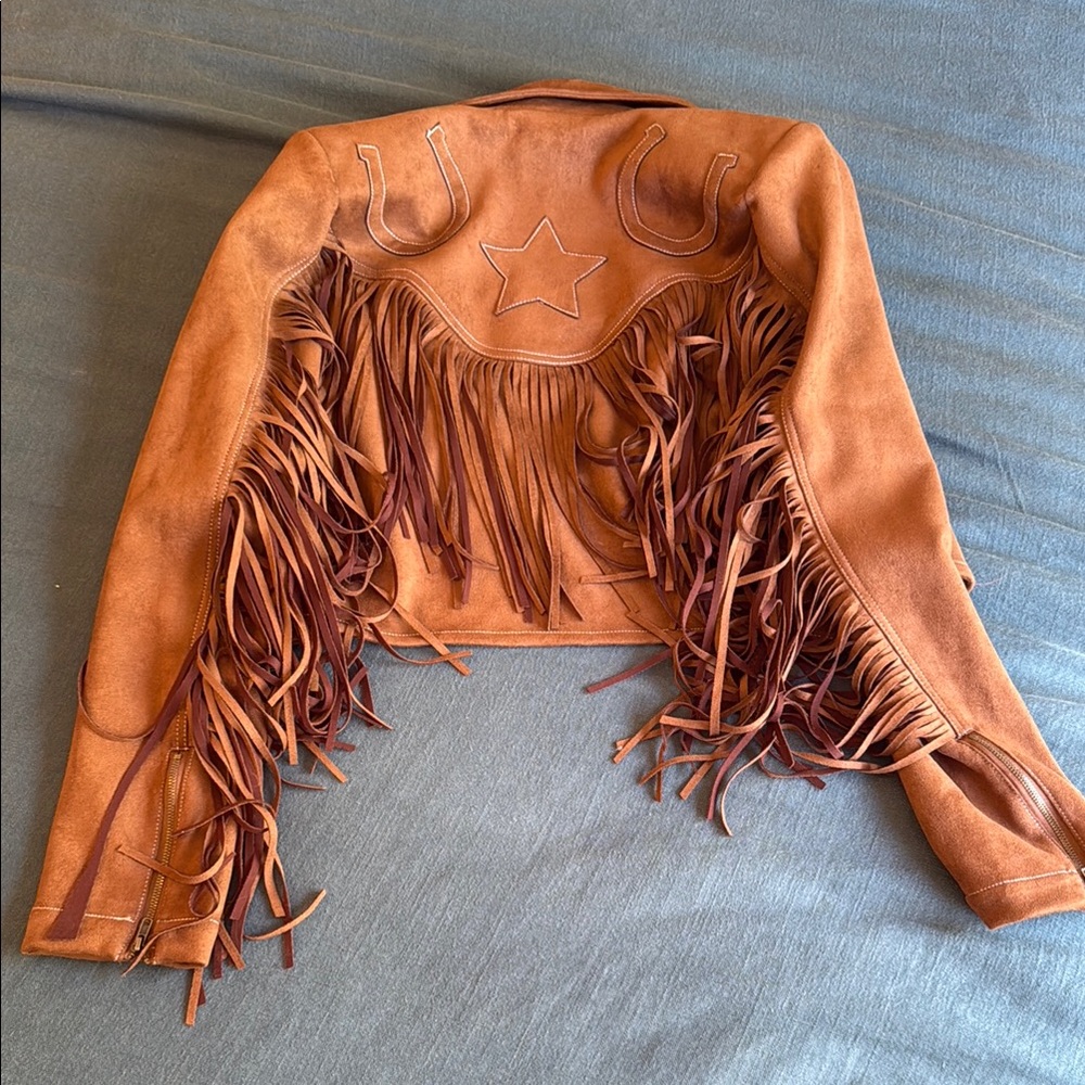 Fringed Brown Suede Jacket - Picture 8 of 8